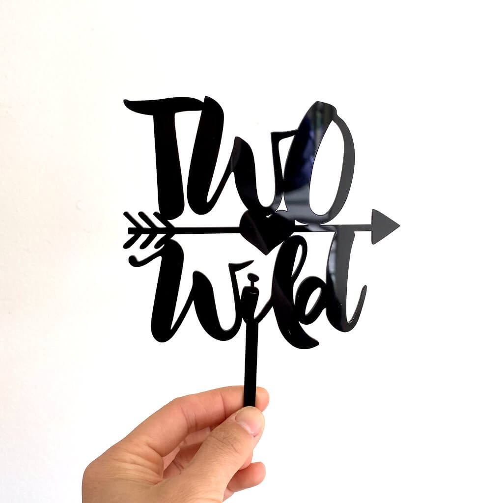 Acrylic Black Two Wild Arrow Birthday Cake Topper second 2nd birthday cake decorations