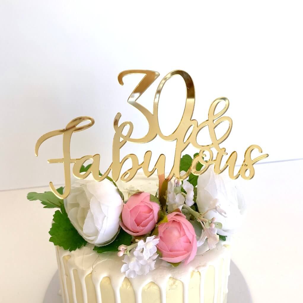 Acrylic Gold Mirror 30 & Fabulous Birthday Cake Topper - Online ...