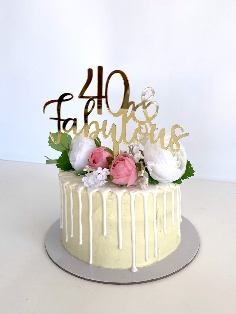 Acrylic Gold Mirror 40 & Fabulous Cake Topper