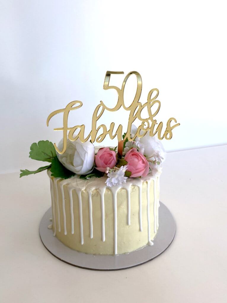 Acrylic Gold Mirror 50 & Fabulous Cake Topper