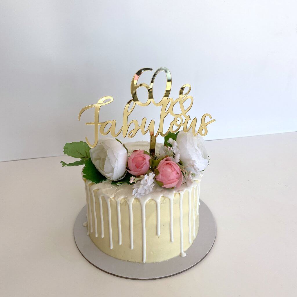 60 AND FABULOUS CAKE TOPPER GOLD