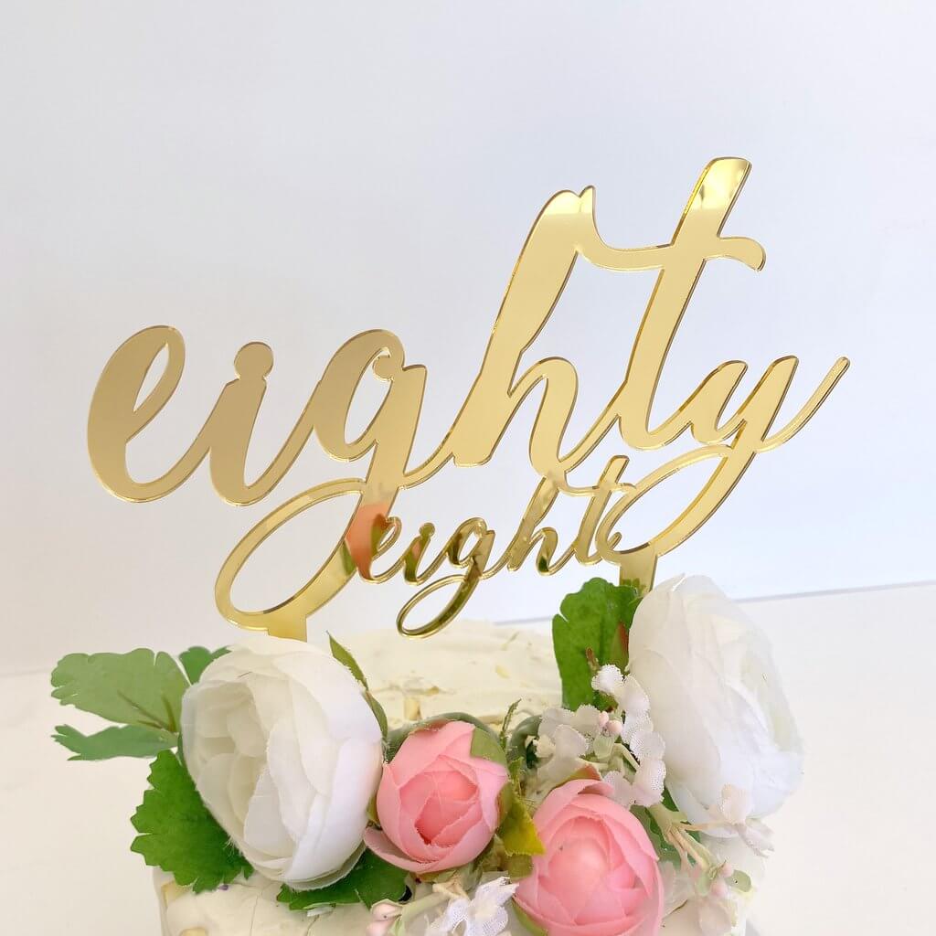 Acrylic Gold Mirror 'eighty eight' Birthday Cake Topper