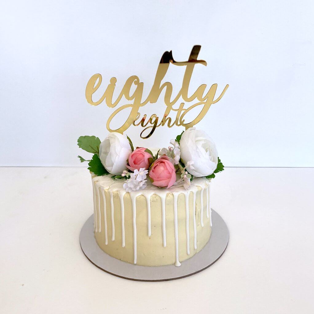 Acrylic Gold Mirror 'eighty eight' Birthday Cake Topper