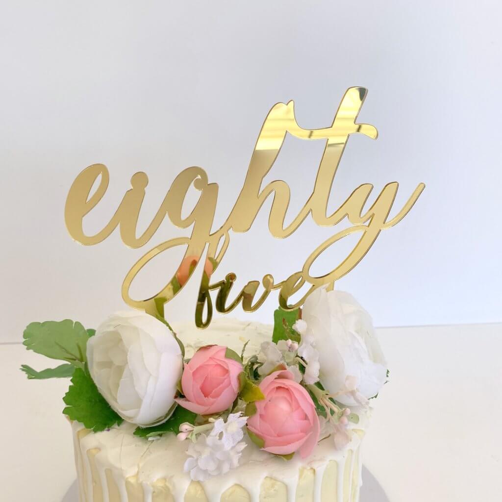 Acrylic Gold Mirror 'eighty five' Birthday Cake Topper