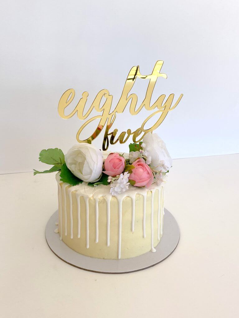 Acrylic Gold Mirror 'eighty five' Birthday Cake Topper