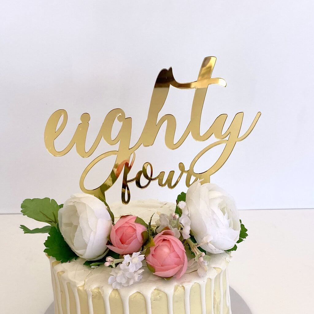 Acrylic Gold Mirror 'eighty four' Birthday Cake Topper
