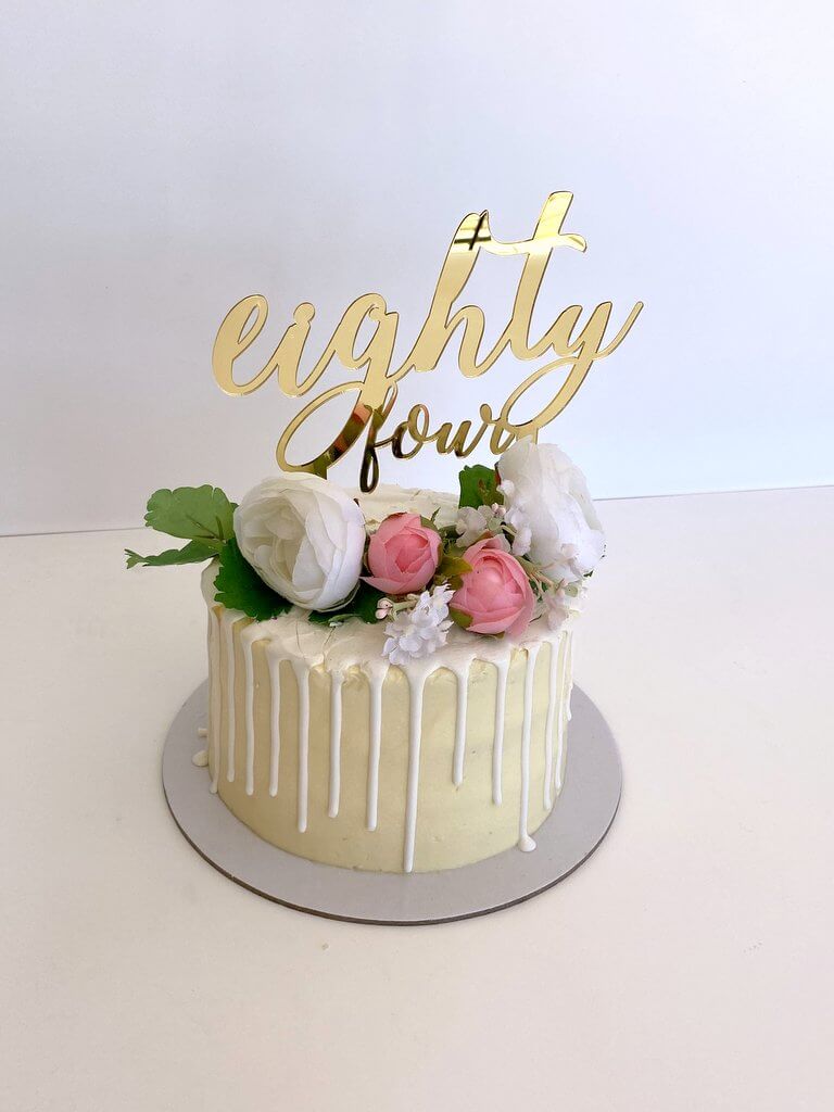 Acrylic Gold Mirror 'eighty four' Birthday Cake Topper