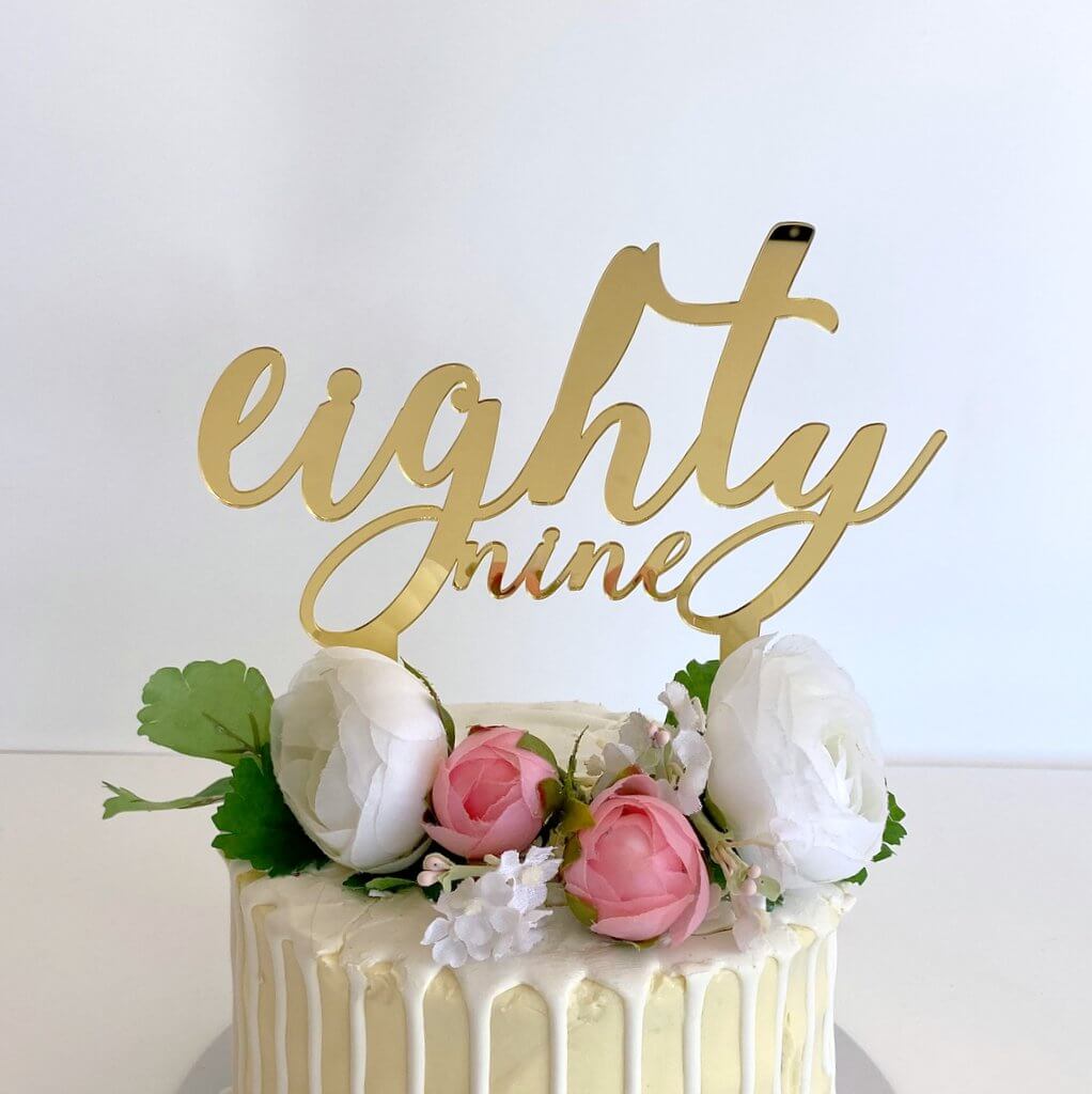 Acrylic Gold Mirror 'eighty nine' Birthday Cake Topper