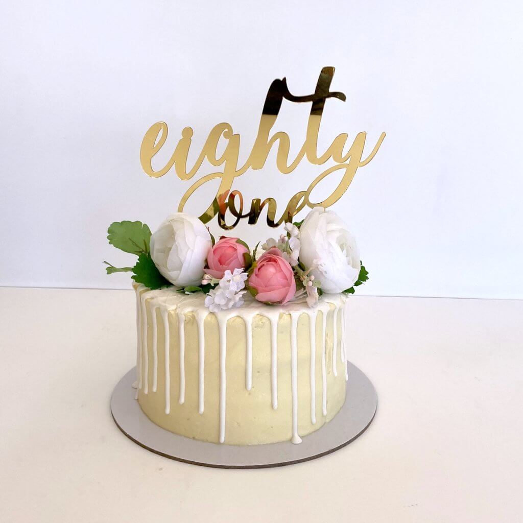 Acrylic Gold Mirror 'eighty one' Birthday Cake Topper