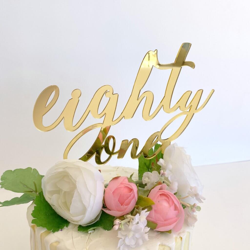 Acrylic Gold Mirror 'eighty one' Birthday Cake Topper