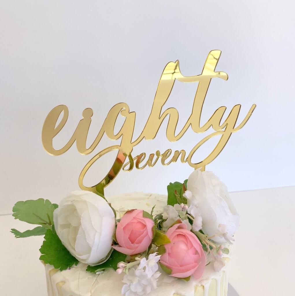 Acrylic Gold Mirror 'eighty seven' Birthday Cake Topper