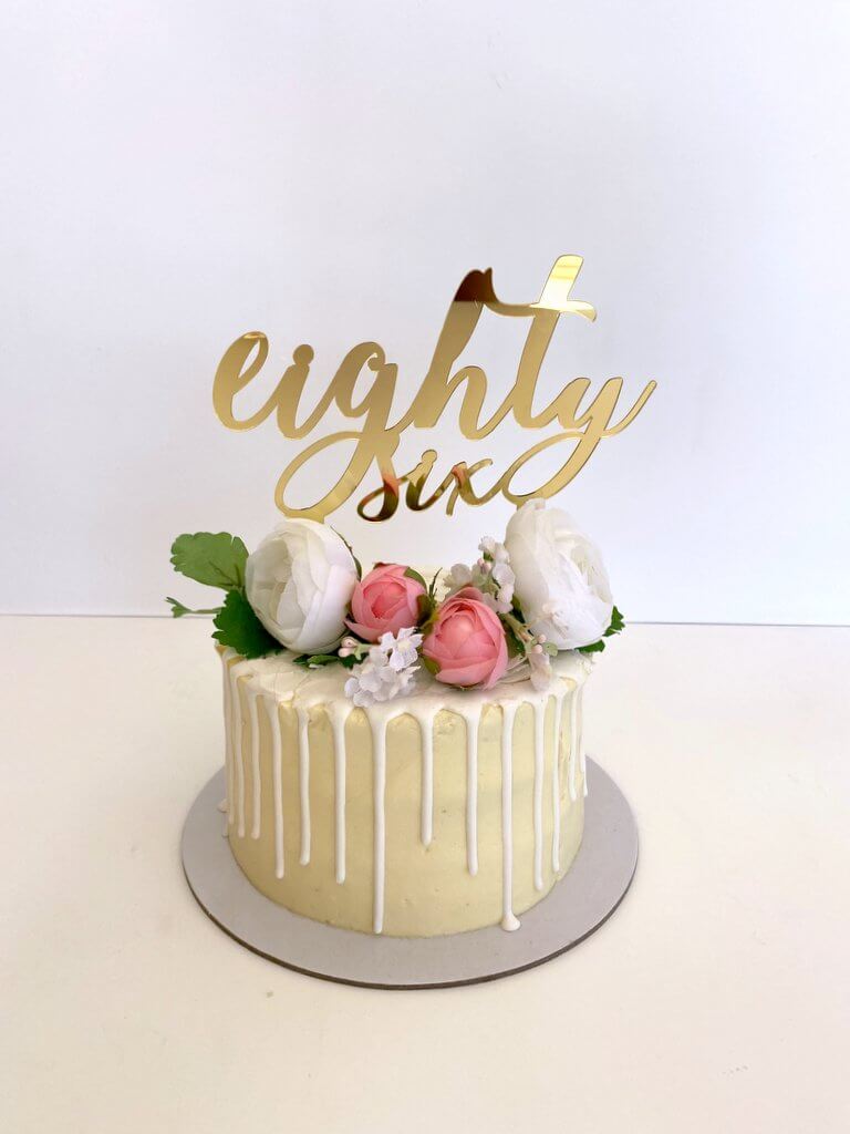 Acrylic Gold Mirror 'eighty six' Birthday Cake Topper