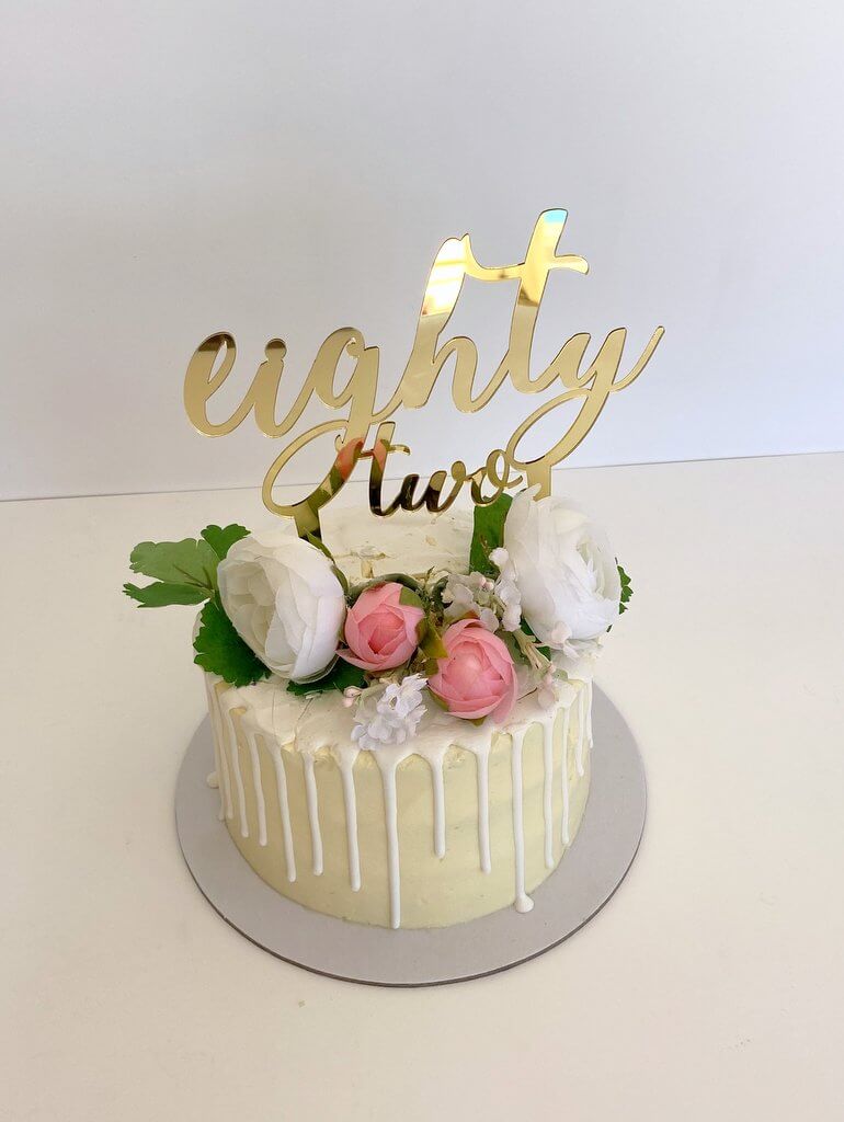 Acrylic Gold Mirror 'eighty two' Birthday Cake Topper