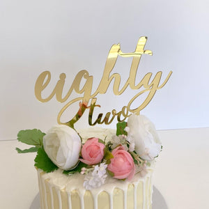 Acrylic Gold Mirror 'eighty two' Birthday Cake Topper