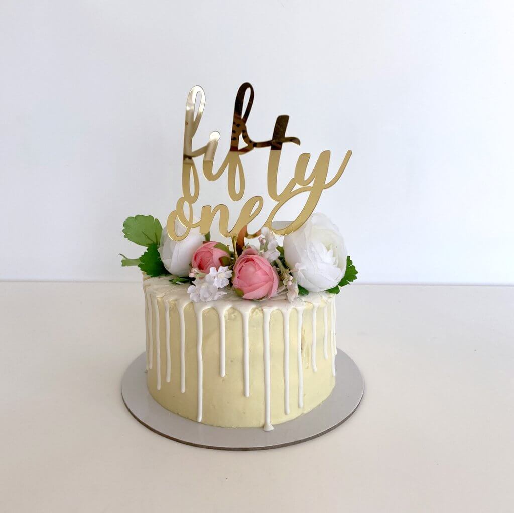 Acrylic Gold Mirror 'fifty one' Birthday Cake Topper