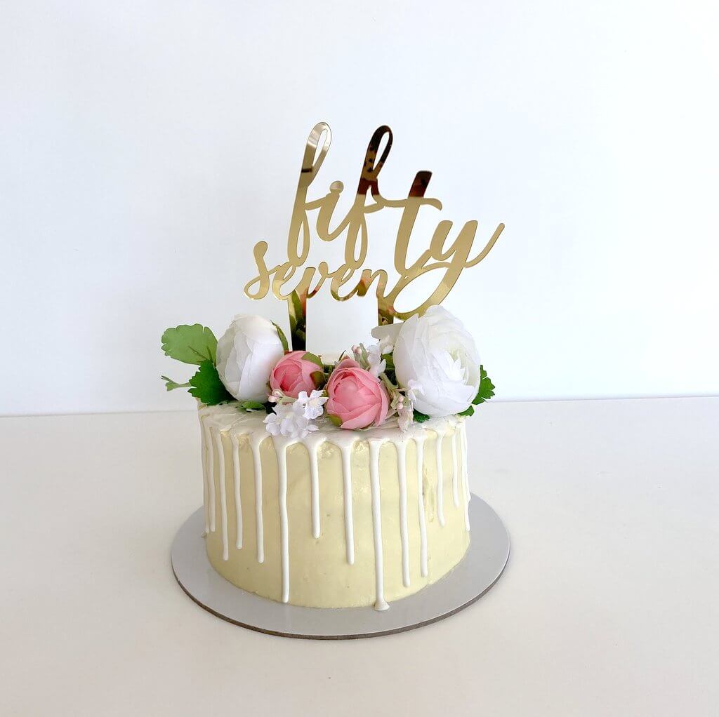Acrylic Gold Mirror 'fifty seven' Birthday Cake Topper