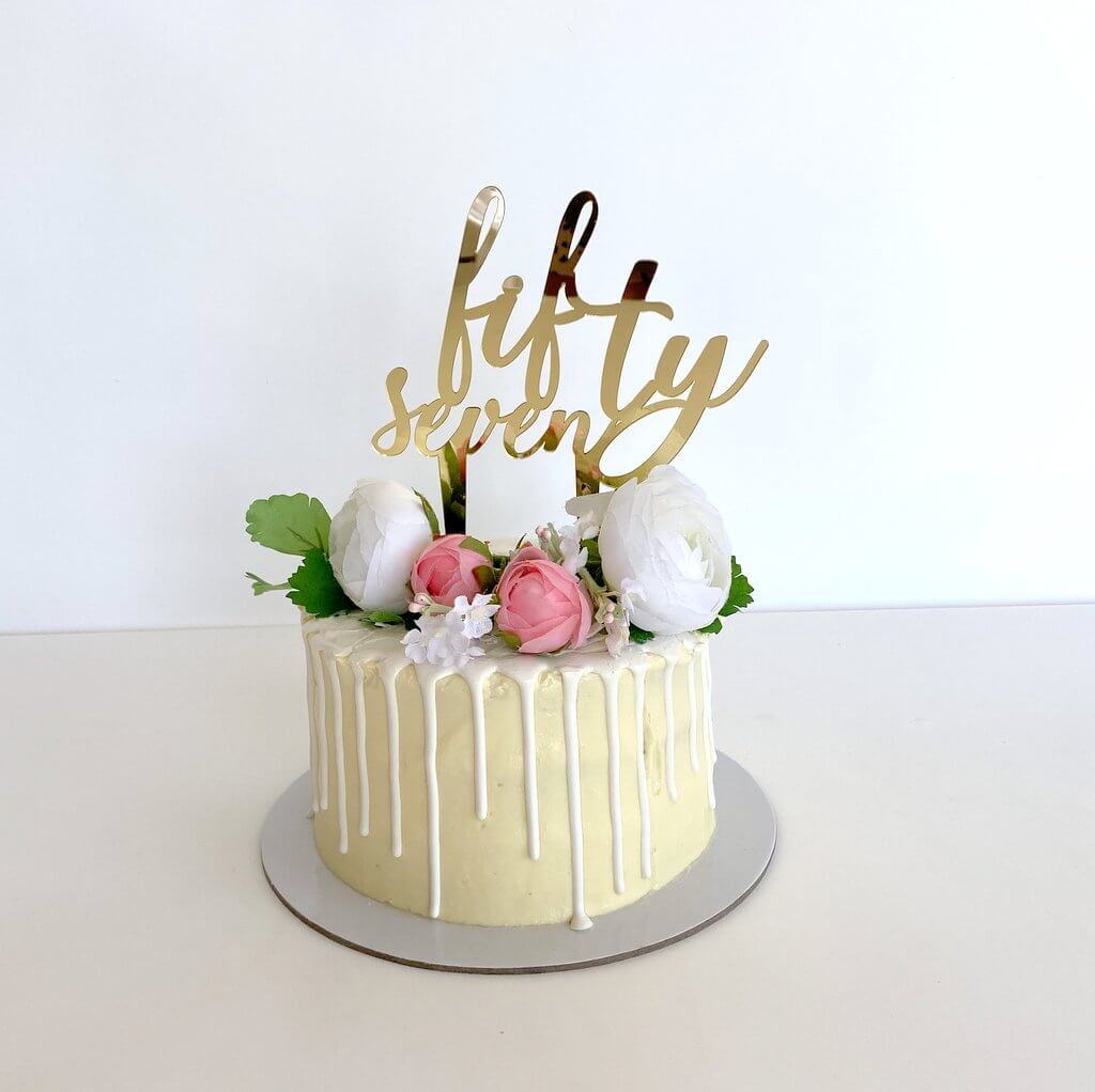Acrylic Gold Mirror 'fifty seven' Birthday Cake Topper