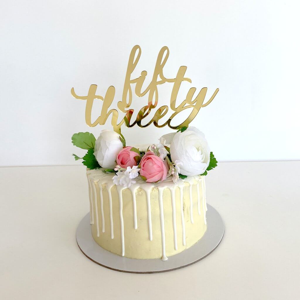 Acrylic Gold Mirror 'fifty three' Birthday Cake Topper