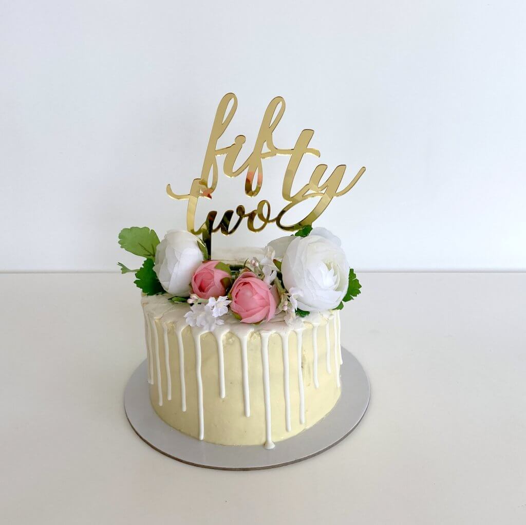 Acrylic Gold Mirror 'fifty two' Birthday Cake Topper