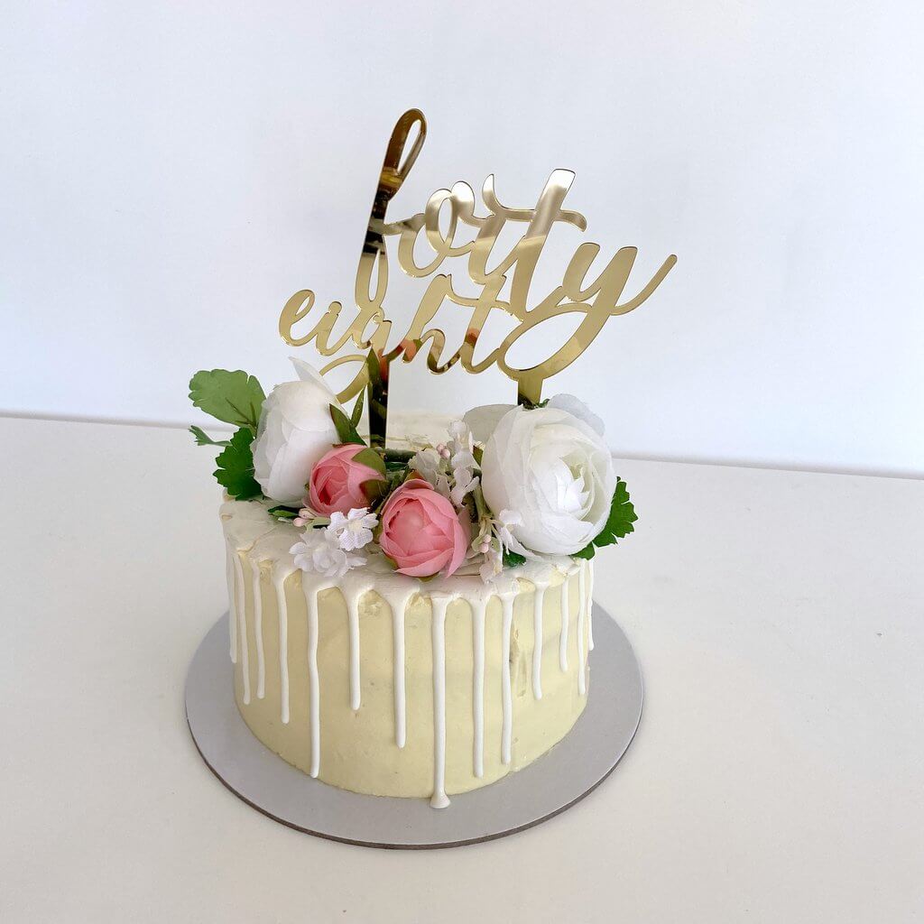 Acrylic Gold Mirror 'forty eight' Birthday Cake Topper