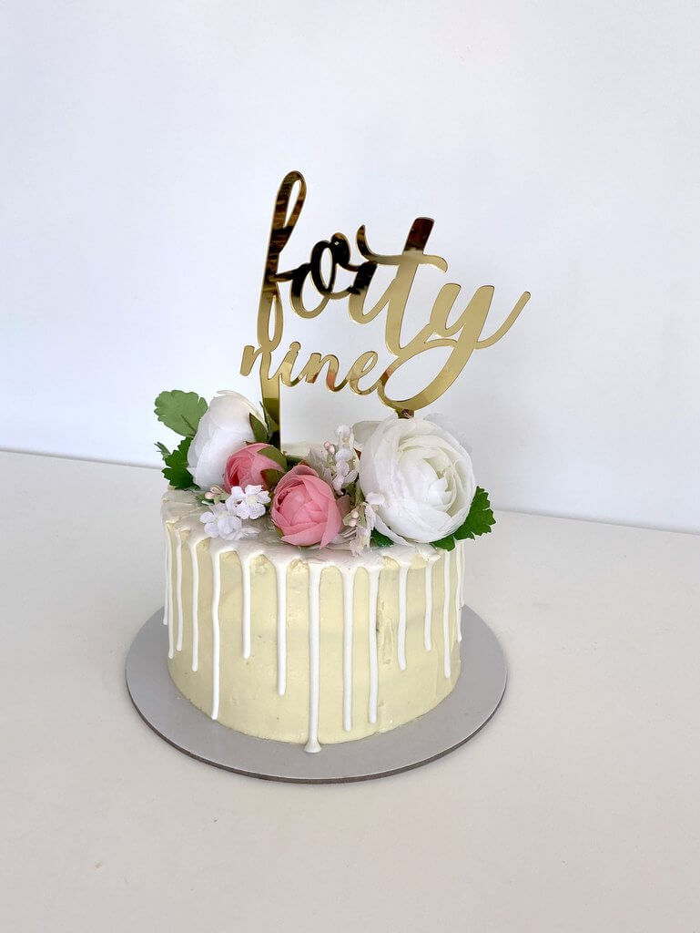 Acrylic Gold Mirror 'forty nine' Birthday Cake Topper