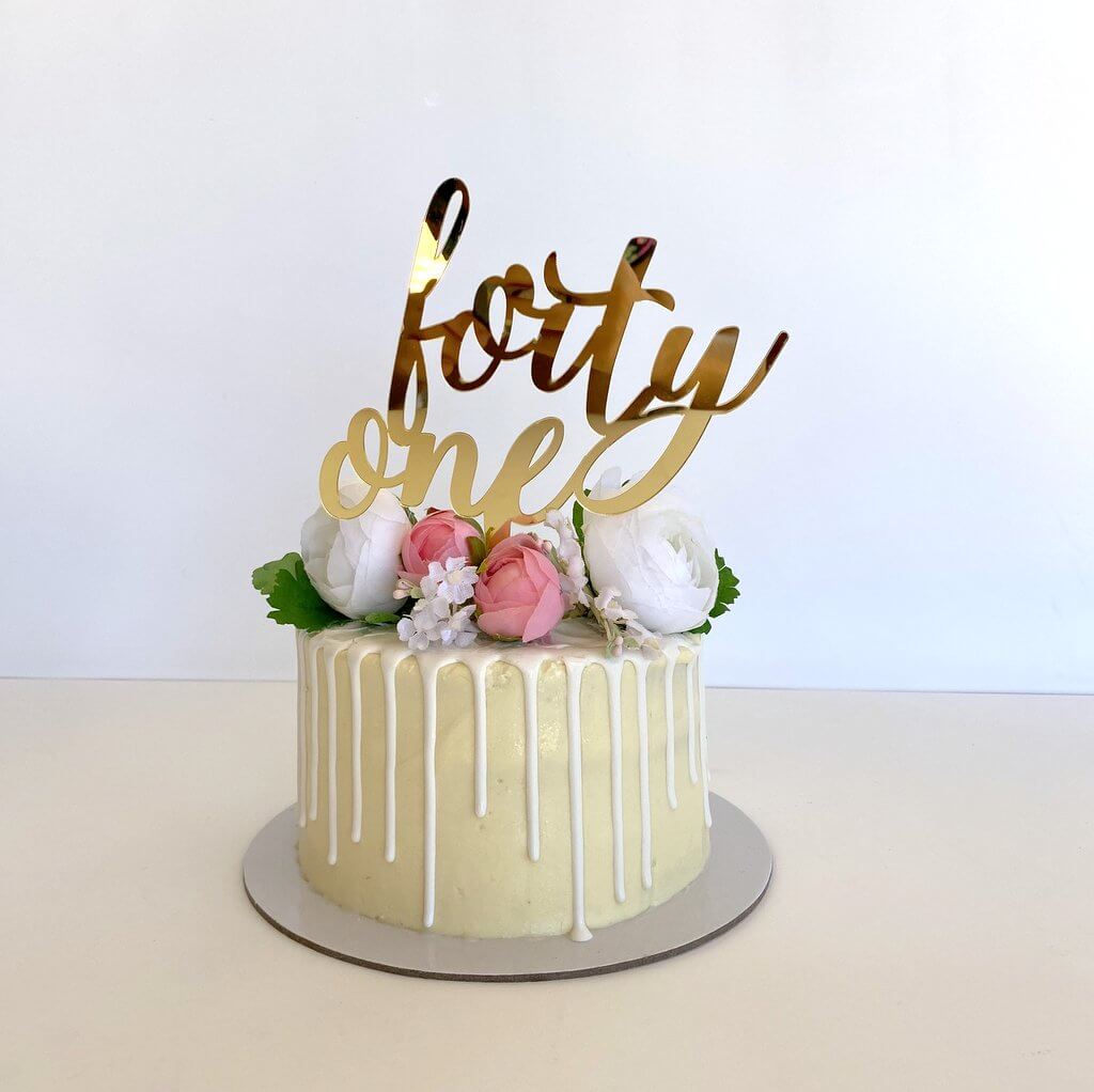 Acrylic Gold Mirror 'forty one' Birthday Cake Topper