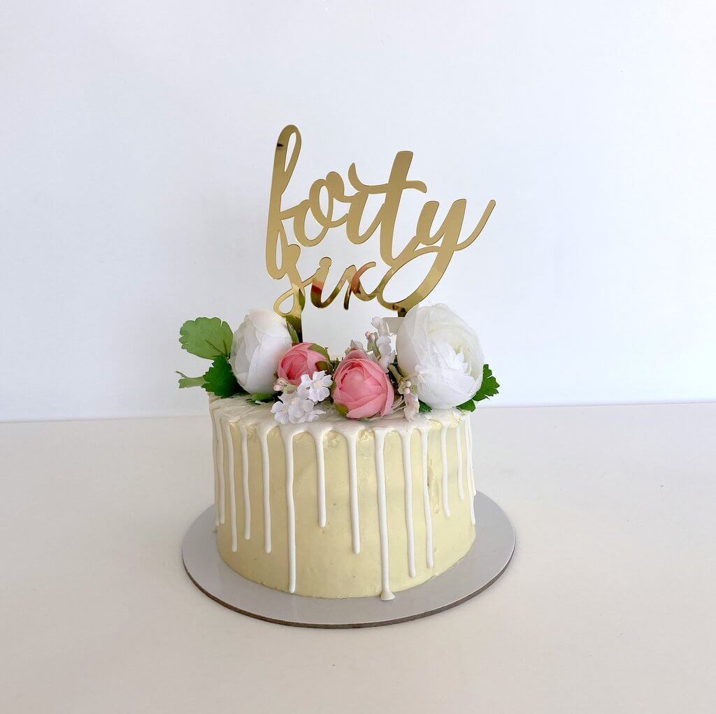 Acrylic Gold Mirror 'forty six' Birthday Cake Topper