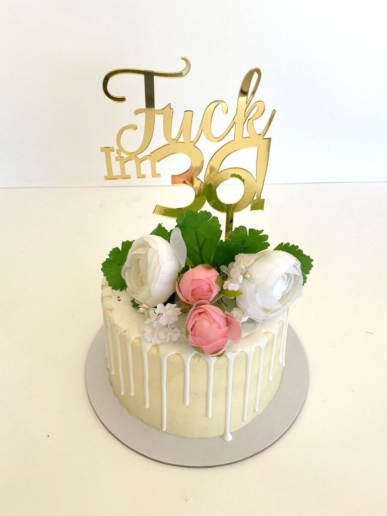 Acrylic Gold Mirror 'Fuck I'm 36!' Birthday Cake Topper