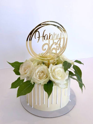 Acrylic Gold Geometric 'Happy 26th' Cake Topper