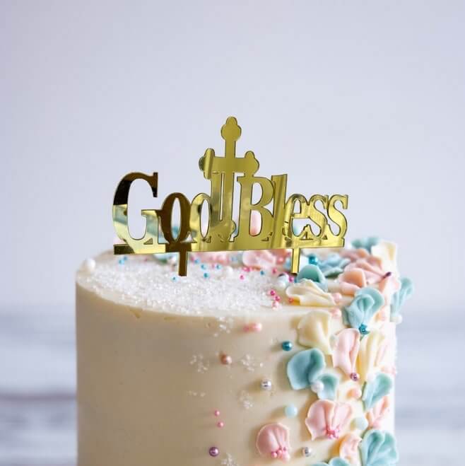 Cross Cake Charm |Mirror Acrylic Cross |Baptism Cake Topper |Christening  Cake Topper |Baptism Cake Charms |God Bless Cake Topper