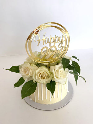 Acrylic Gold Geometric Circle Happy 22nd birthday Cake Topper