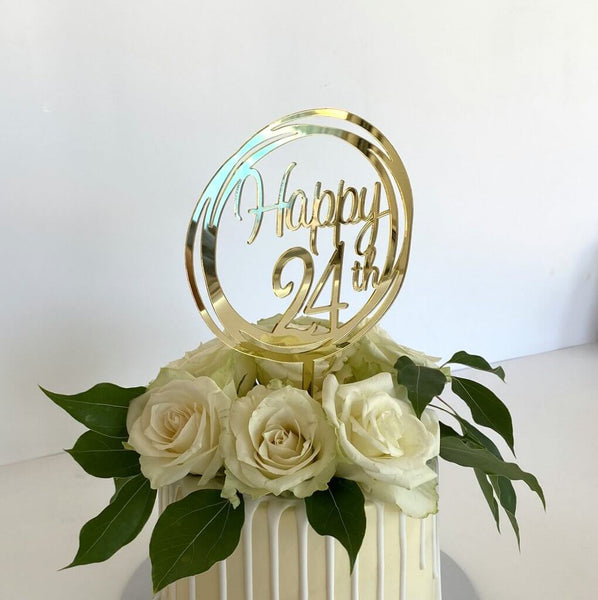 Buy Gold Glitter Happy 24th Birthday Cake Topper, Hello 24, Cheers to 24  Years Old, 24 Years Old Party Decoration Supplies Online at desertcartINDIA