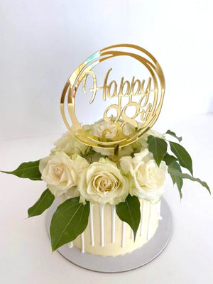 Acrylic Gold Geometric Circle Happy 38th Cake TopperaAcrylic Gold Geometric Circle Happy 38th birthday Cake Topper