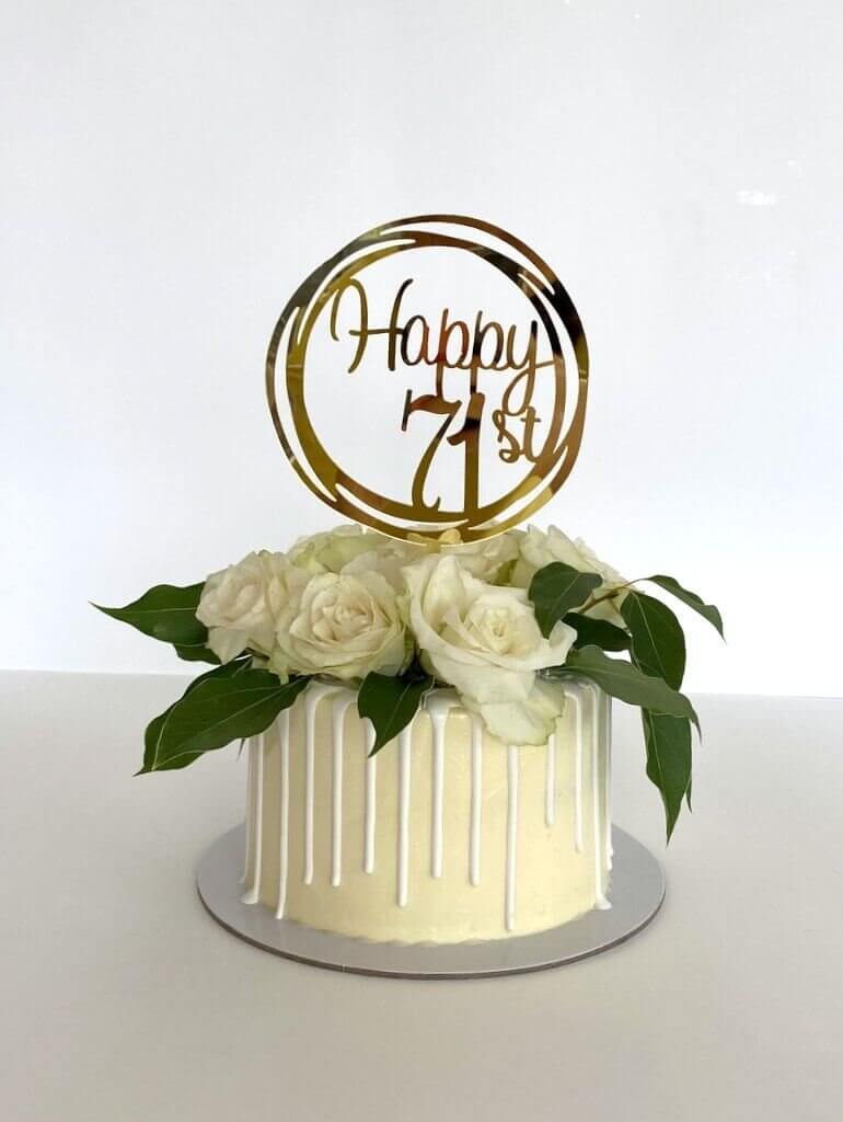 Acrylic Gold Geometric Circle Happy 71st Cake Topper