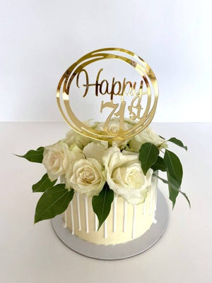Acrylic Gold Geometric Circle Happy 71st Cake Topper