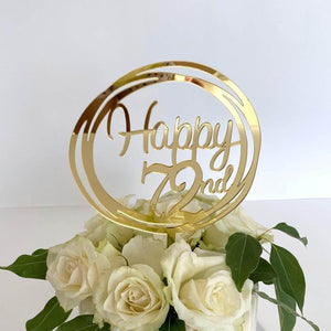 Acrylic Gold Geometric Circle Happy 72nd Cake Topper