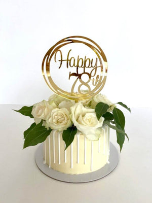 Acrylic Gold Geometric Circle Happy 78th Cake Topper