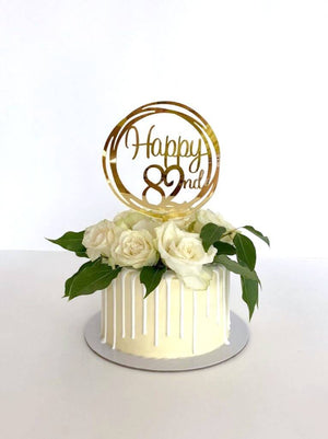 Acrylic Gold Geometric Circle Happy 82nd birthday Cake Topper