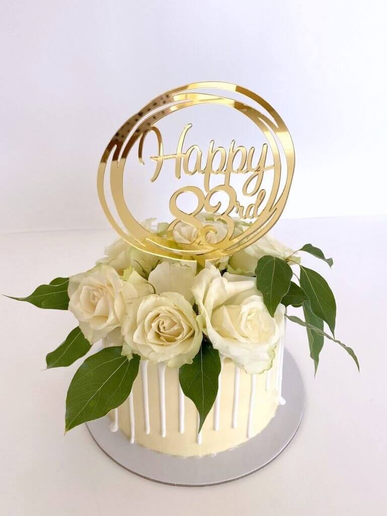 Acrylic Gold Geometric Circle Happy 83rd birthday Cake Topper