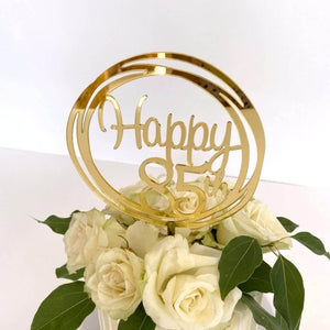 Acrylic Gold Geometric Circle Happy 85th birthday Cake Topper