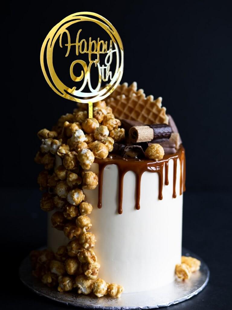 Online Party Supplies Australia Acrylic gold mirror geometric round Happy 90th birthday wedding Cake Topper