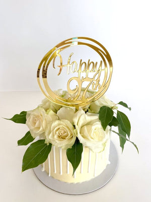 Acrylic Gold Mirror Geometric Round 'Happy 97th' Cake Topper
