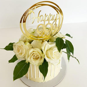 Acrylic Gold Mirror Geometric Round 'Happy 99th' Cake Topper