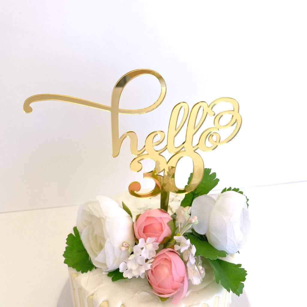 Acrylic Mirror Hello 30 Cake Topper