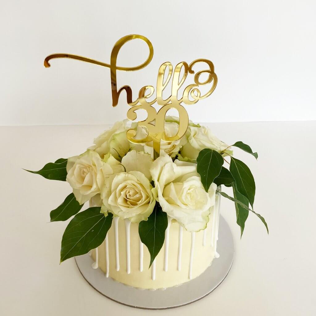 Acrylic Mirror Hello 30 Cake Topper