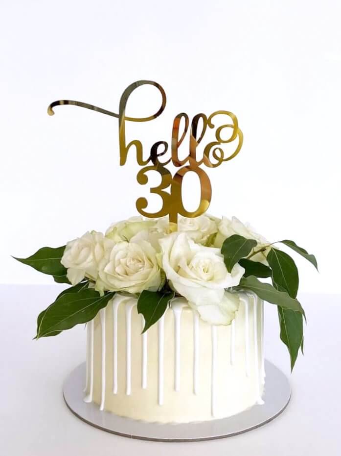 Cake topper Hello 30 | Topper laser cut template | Cnc file