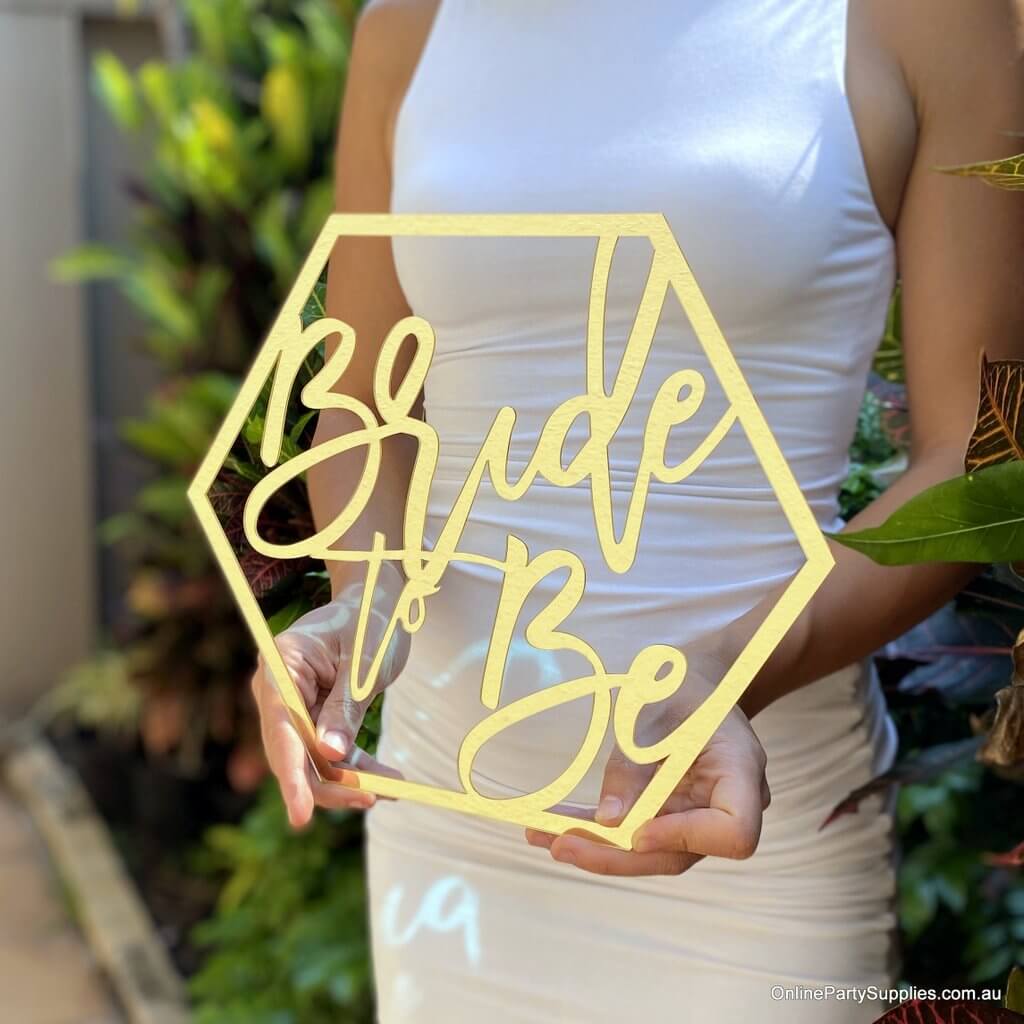 Online Party Supplies Australia acrylic gold mirror hexagon Bride To Be Bridal Hanging Wall Sign - Wedding Centrepiece Decorations