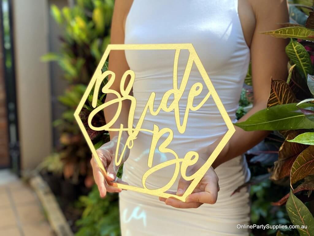 Online Party Supplies Australia acrylic gold mirror hexagon Bride To Be Bridal Hanging Wall Sign - Wedding Centrepiece Decorations