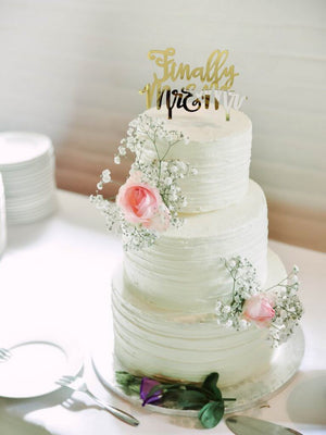 Gold Mirror Acrylic 'Finally Mr & Mr' Cake Topper - LGBT Cake Decorations, Same-Sex Wedding Party Celebrations
