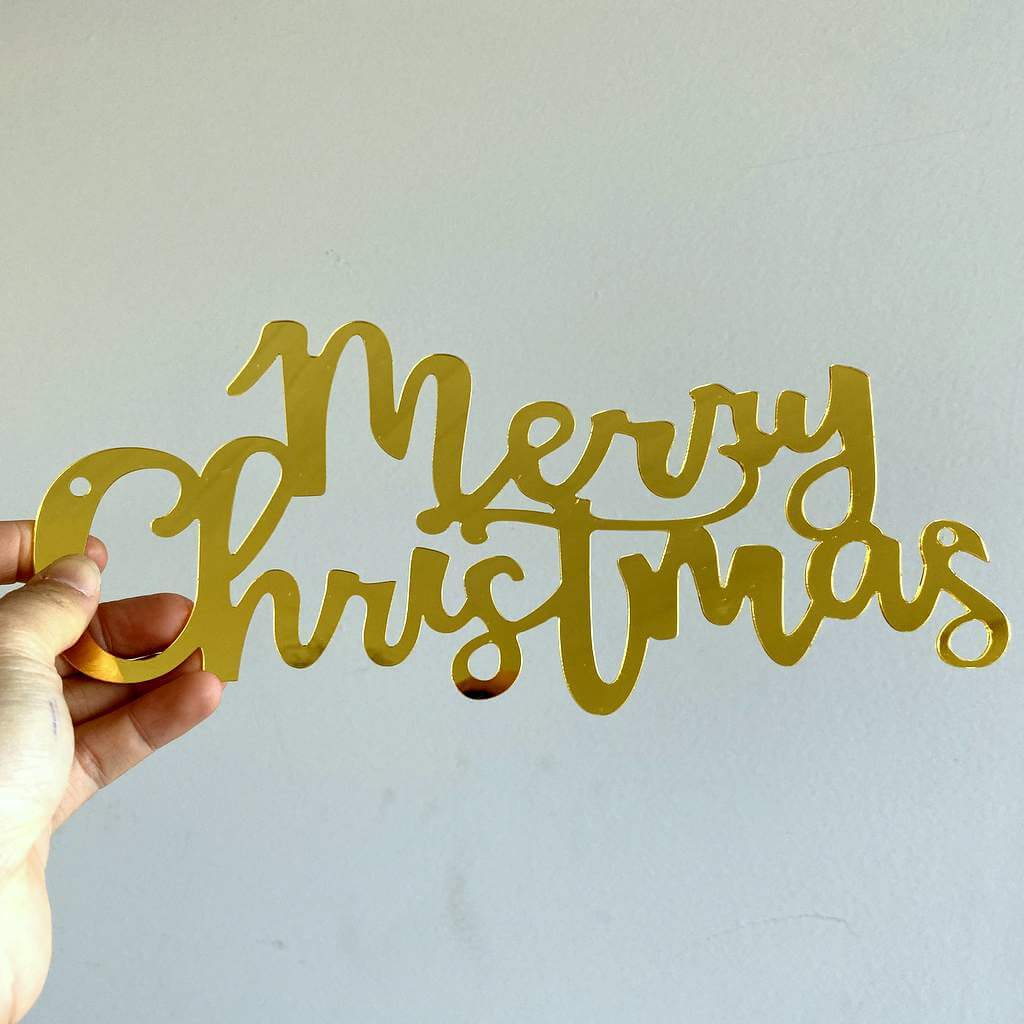 Gold Mirror Acrylic Merry Christmas Door Sign